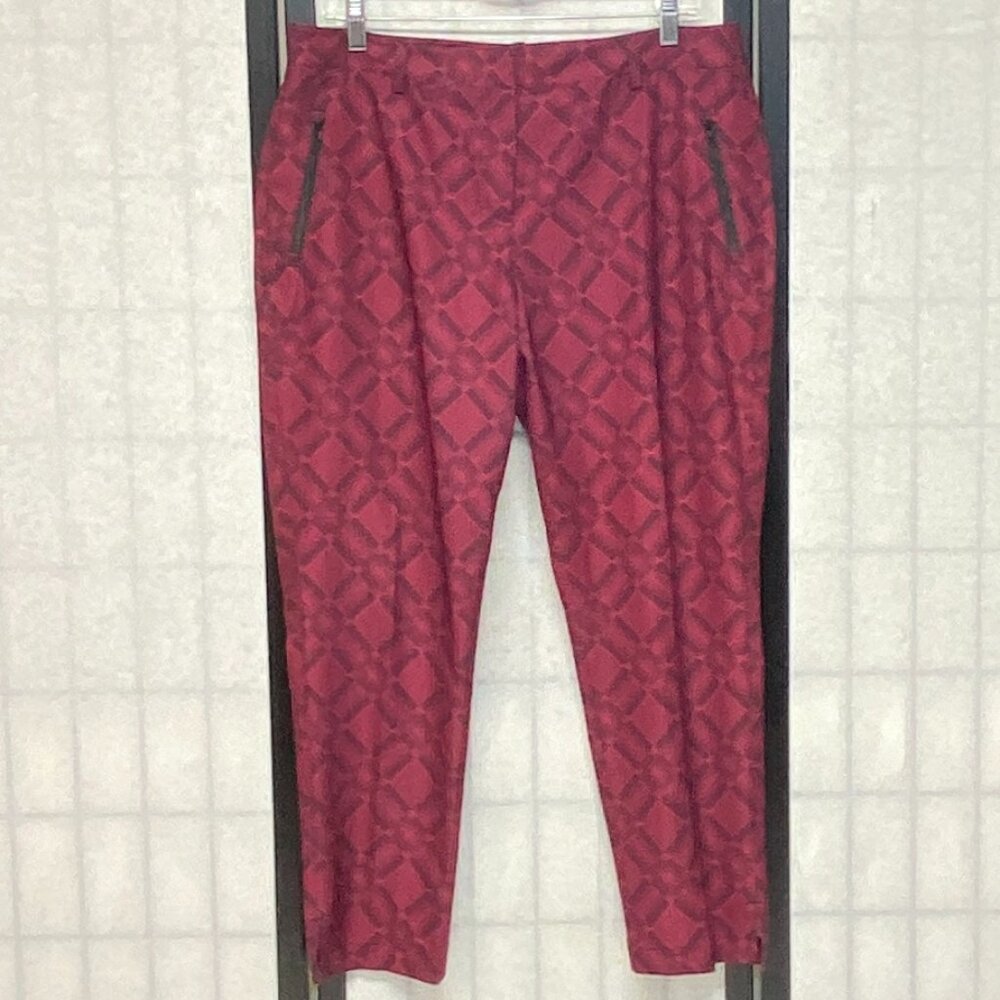 Slazenger Pink Plaid Golf Pants 10 Stretch Slim Ankle Straight Sport Trousers